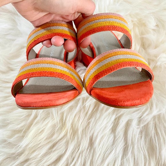 NWOB MATISSE Bonita Fire Orange Suede Leather Mules Made in Brazil Size 6.5M - Picture 7 of 11